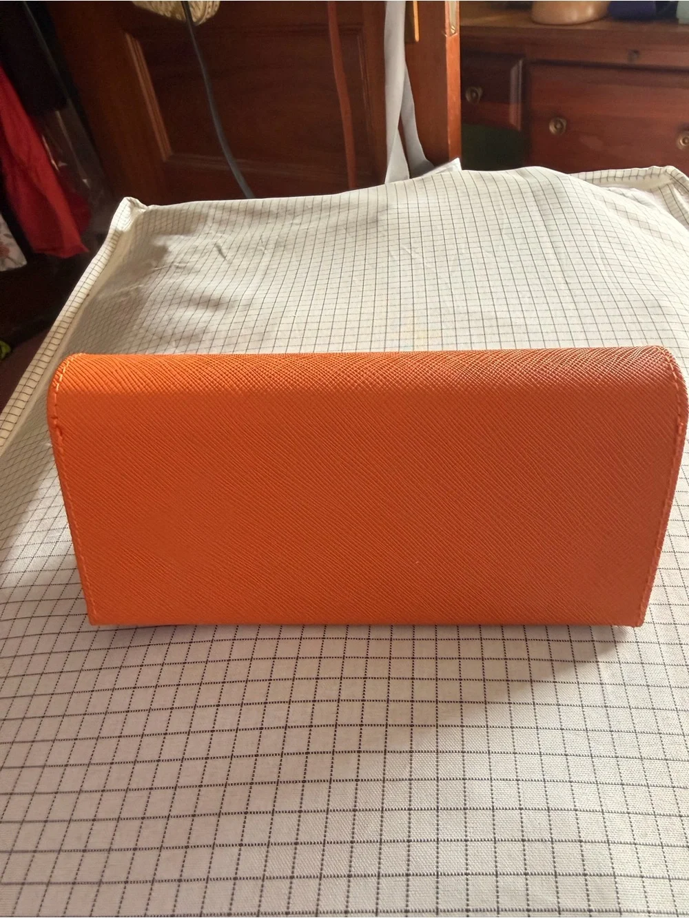Tory Burch Orange Saffiano Leather Glasses Case